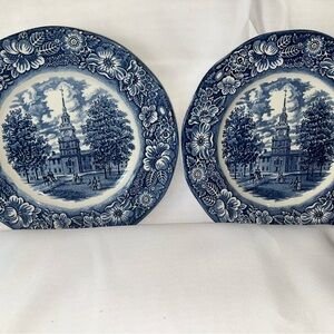 Liberty Blue Dinner Plates (2) Independence Hall